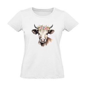 Damen T-shirt weiss mit Kuh design